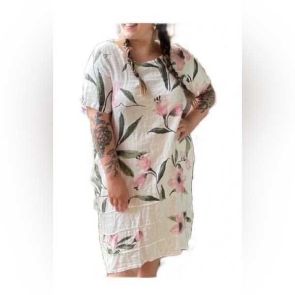 Dresses & Skirts - Lungo L’arno 100% Linen Italian flower print linen dress